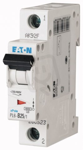 Jistič PL6-C25/1 char C, 1-pólový, 6kA, 25A EATON 286535