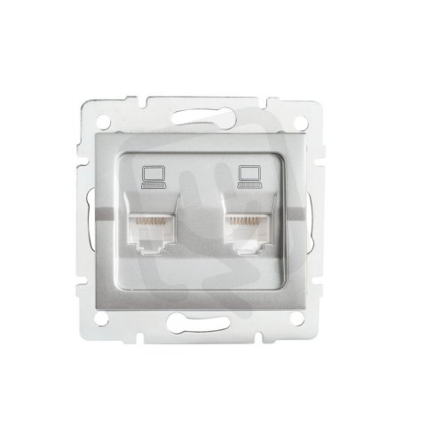 Dvojitá datová zásuvka nezávislá LOG 2xRJ45Cat 5e Jack 25228 Kanlux stříbrná