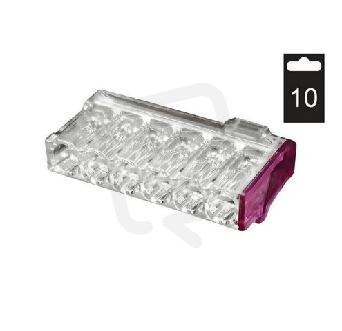 Svorka krabicová mini. PC216-P/10 bezšroub. 6x 0,5-2 5 mm2 tran./fialová (10ks)