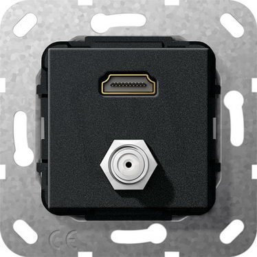 HDMI SAT F-zásuvka Gender changer vložka černá m GIRA 567510