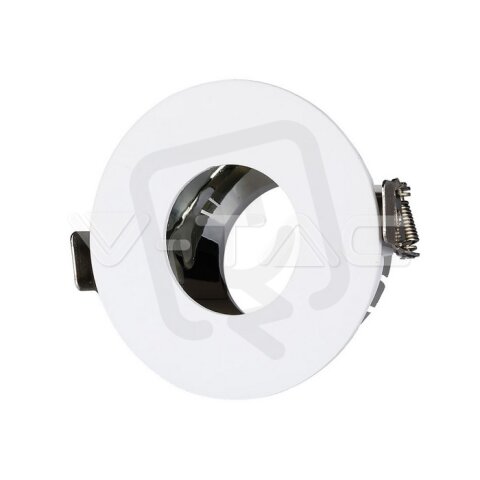 GU10 Fitting White+Chrome Round, VT-873 V-TAC SKU3160