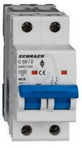 Instalační jistič AMPARO 10kA, C 50A, 2P SCHRACK AM017250--