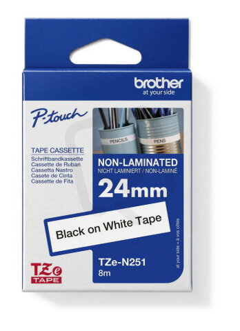 Páska BROTHER TZe-N251, bílá/černá (24mm nelaminované)