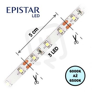 LED pásek 60LED/m 3528 IP20 6000-6500 K bílá 12V  5m FK TECHNICS 4730487-60