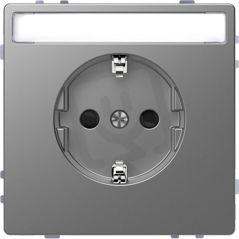 Zásuvka Merten D-Life 250V/16A SCHUKO clonky popisové pole Stainless Steel