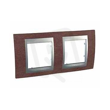 Unica Top Krycí rámeček dvojnásobný, Tabaco/Aluminium SCHNEIDER MGU66.004.0M4