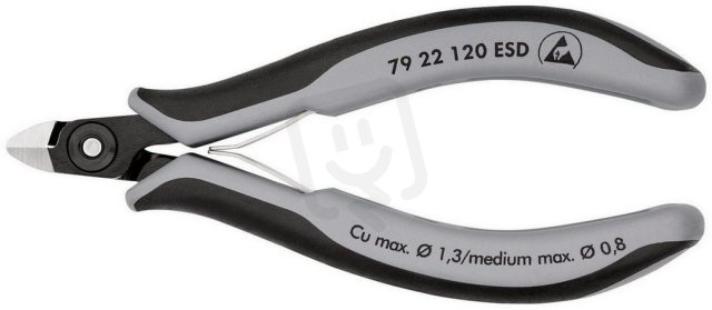 Přesné boční štípací kleště na elektroniku ESD 120 mm KNIPEX 79 22 120 ESD