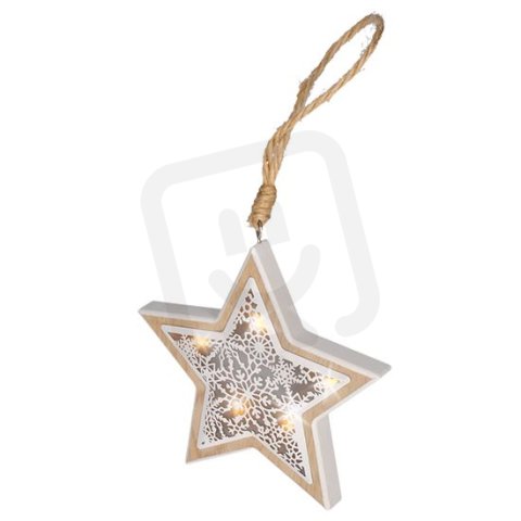 LED vánoční hvězda, dřevěný dekor, 6LED, teplá bílá, 2x AAA SOLIGHT 1V45-S