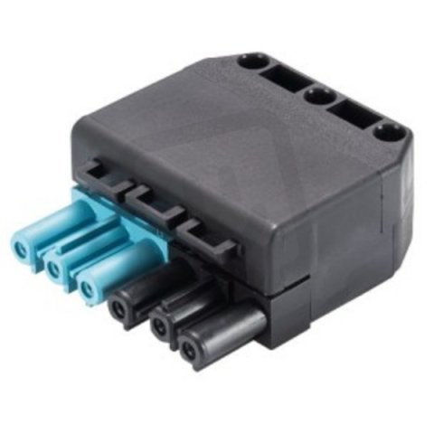 zásuvka na kabel, 6-pól, pružinové svorky, gesis, modrá/černá