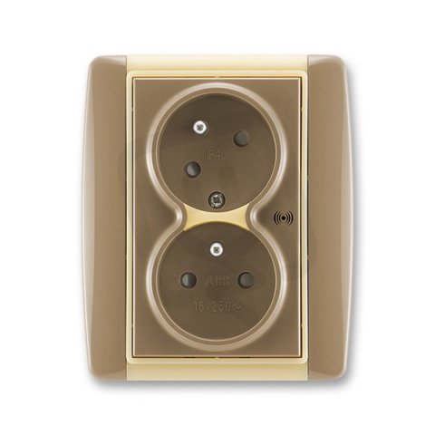 Dvozásuvka s ochranou přepětí 5583E-C02357 25 kávová/led. opálová Element ABB