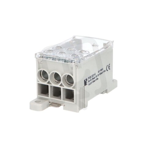 Blok pro rozdělení fází PVB 160-6 1pól. AL/CU 160A 690V šedý na DIN 1003951