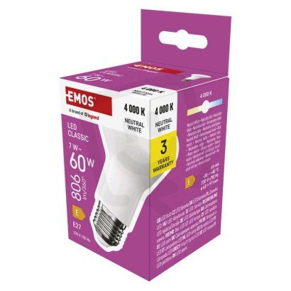 LED žárovka Classic R63 E27 7W (60W) 806 lm neutrální bílá EMOS ZQ7E43