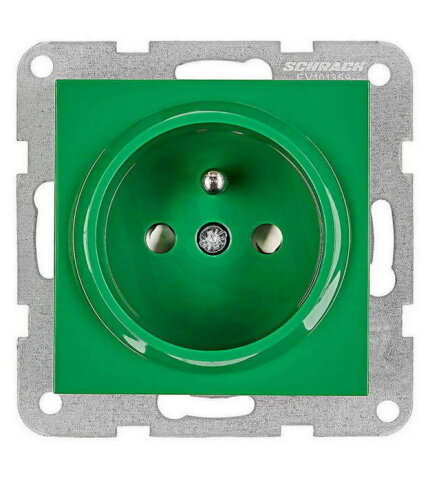 Zásuvka ČSN bezpečnostní clonka, bezšroubové svorky, zelená SCHRACK EV101359--