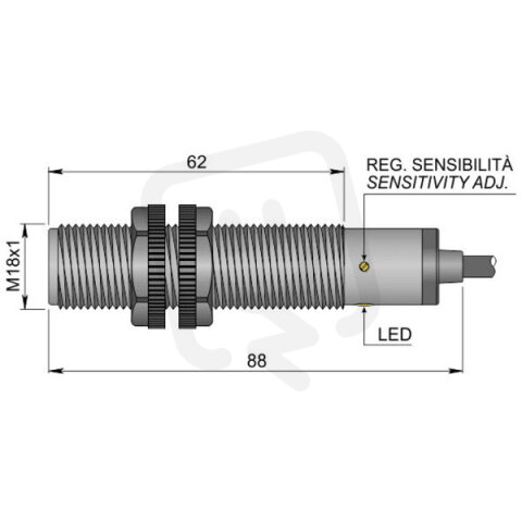 Kapacitní senzor d18 mm AECO SC18SP-C5 NPN NO+NC LC5