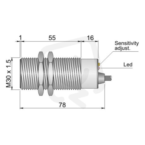 Kapacitní senzor d30 mm AECO SC30SM-C20 PNP NO+NC LC10