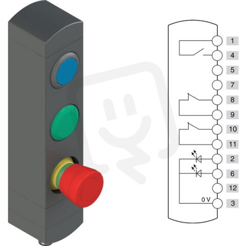 Ovládací jednotka BN 3 prvky (konfigurace B14) Konektor M12,12 pólů, IP65