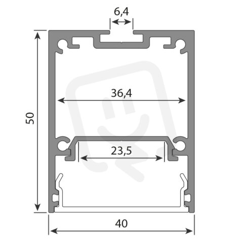 Závěsný hliníkový profil ZA 40x50mm vč. mléčného difuz. 2m MCLED ML-761.605.04.2