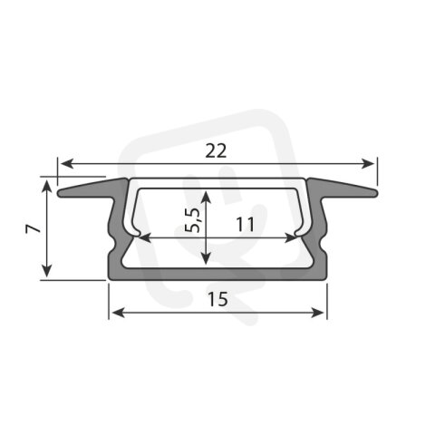 Vestavný hliníkový profil VR3 22x7mm bez difuzoru 2m MCLED ML-761.427.04.2