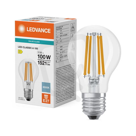 Světelný zdroj LED CLASSIC A V 11W 865 Clear E27 LEDVANCE 4099854784484