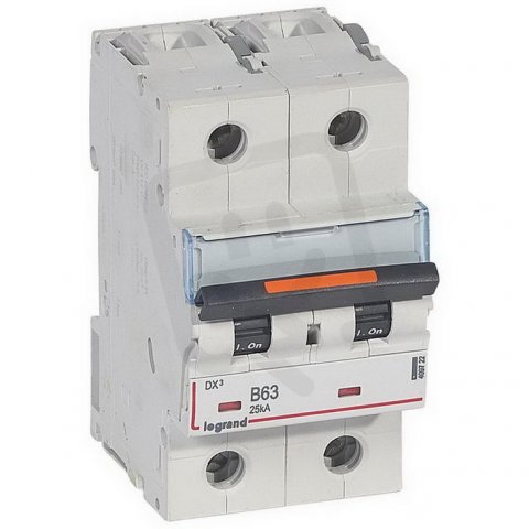 DX3 JISTIČ, 2 PÓLOVÝ, CHAR. B,63A 25KA LEGRAND 409722