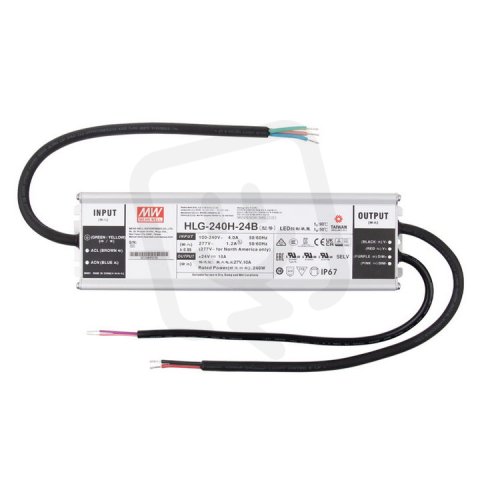 Napájecí zdroj Mean Well HLG-240H-24B 240W DC24V/10A IP67 1-10V a PWM