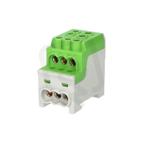 Blok pro rozdělení fází UVB 200 PE 1pól. 200A 1000V zelený na DIN 1006066