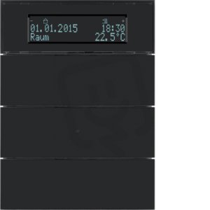 Tlačítkový senzor 3-násobný s termostatem a displejem IQ sklo, černá 75663592