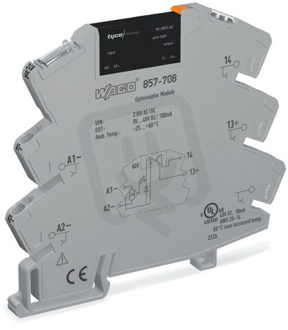 Polovodičové relé SSR, AC/DC 230 V, výstupní napětí DC 0-48V, šedá WAGO 857-708