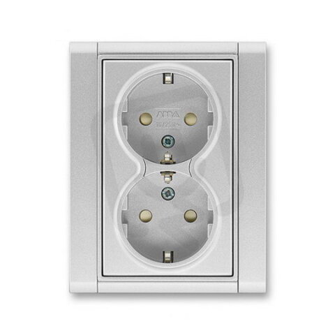 ABB 5512F-C03459 08 Zásuvka 2násobná s ochrannými kontakty(podle DIN),s clonkami