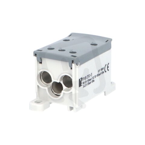 Blok pro rozdělení fází PVB 250-3 1pól. AL/CU 250A 690V šedý na DIN 1003952