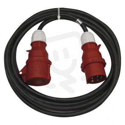 3 fázový venkovní prodlužovací kabel 20 m 1 zásuvka černý guma 400 V 2,5mm2
