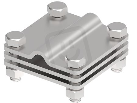 Křížová svorka L 65 na drát a pásku s mezidestičkou 8/10mm, páska 40mm V2A