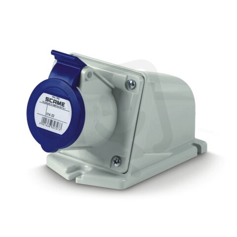 Nástěnná zásuvka SCAME XENIA, šikmý box 2P+E, 32A, 6h/200-250V, IP44/IP54