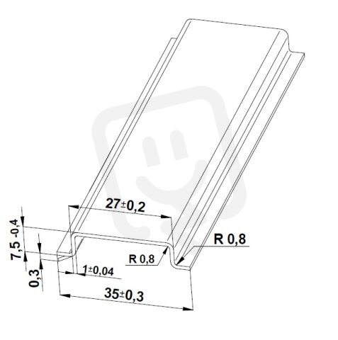 Lišta TH 35x7,5 - 1000 mm, plná, NEREZ, cena za kus ELEKTRO BEČOV E126450