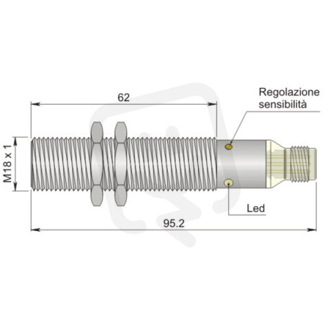 Kapacitní senzor d18 mm AECO SC18SM-C5 NPN NO+NC H