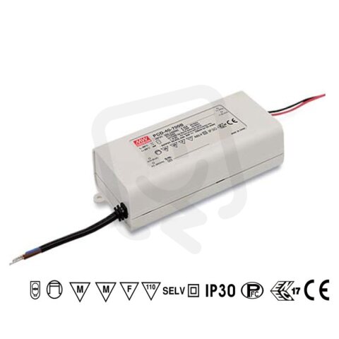 Napájecí zdroj pro LED 40W 350mA IP42 MEAN WELL PCD-40-350B