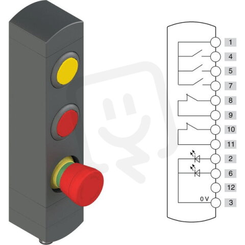 Ovládací jednotka BN 3 prvky (konfigurace B16) Konektor M12,12 pólů, IP65
