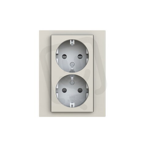 Dvojzásuvka ABB LEVIT s clonkami, bezšroub., macchiato/bílá 5522H-C03458 18W