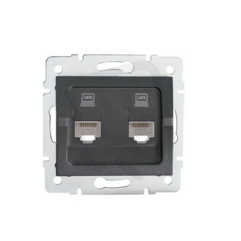 Dvojitá datová zásuvka nezávislá LOGI 2xRJ45Cat 6 Jack 25288 Kanlux grafit