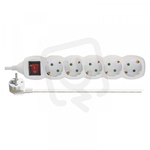 Prodlužovací kabel 5 m 5 zásuvek s vypínačem bílý PVC 1,5mm2 EMOS P1525R