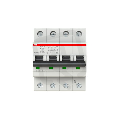 ABB S203-K16NA jistič 3F odpojení N vodiče (3+NA) 16 A char. K 6kA
