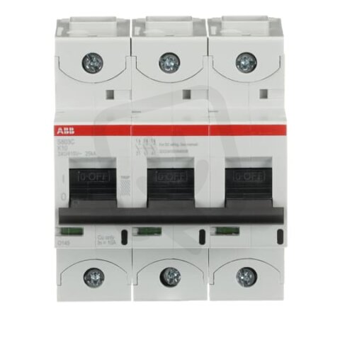 S803C-K10 jistič 3P char. K 10A s klecovou svorkou Icu 25kA ABB 2CCS883001R0427