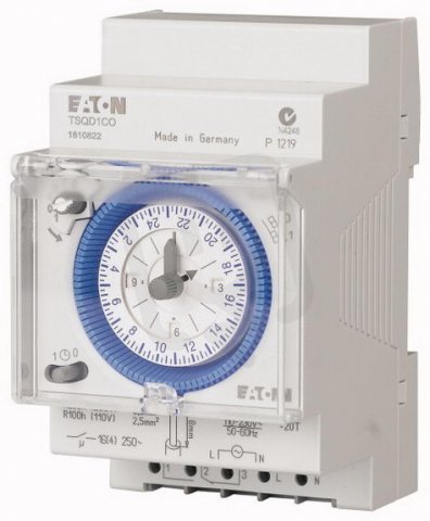 Eaton 167390 Spínací hodiny analogové, denní, 1kanál, 1přep.kont, Quartz TSQD1CO