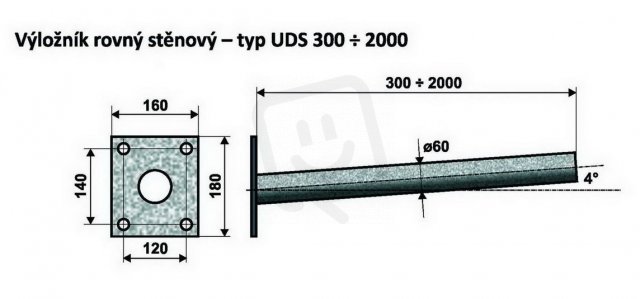 UDS 1 - 500 výložník rovný, stěnový AMAKO 1010500060