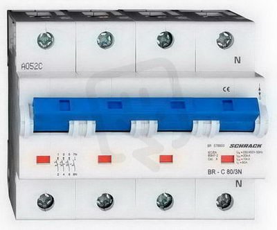 Instalační jistič 20 kA, C 80A, 3+N SCHRACK BR578800--
