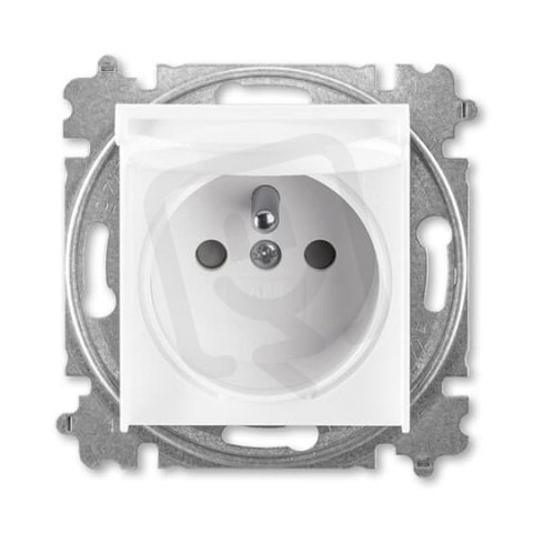 ABB LEVIT Zásuvka s ochr. kolíkem s clonkami s víčkem bílá/bílá 5519H-A02397 03