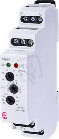 Napěťové monitorovací relé HRN-34, 1xCO,16A, 18-30V DC, 0-10s ETI 002471400