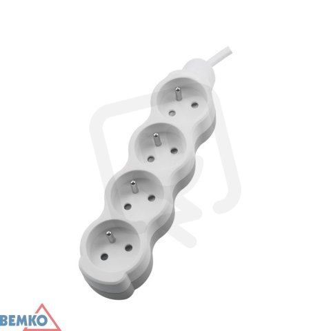 Prodlužovací přívod 4x2p+Z, 250V, 3x1,5mm, 16A bílá 3m BEMKO 102101