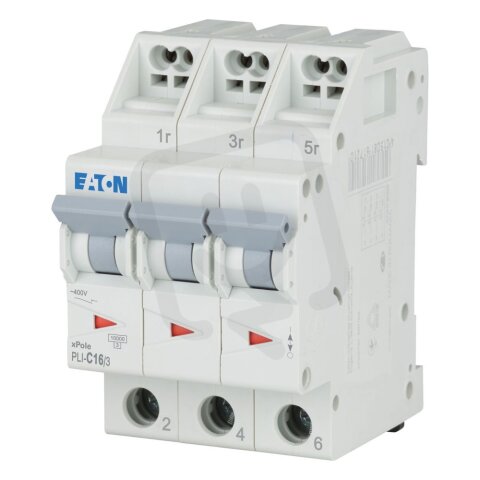 PLI-C16/3 Jistič PLI (bezšroubové svorky nahoře) char C 3-pólový 10kA 16A 101321