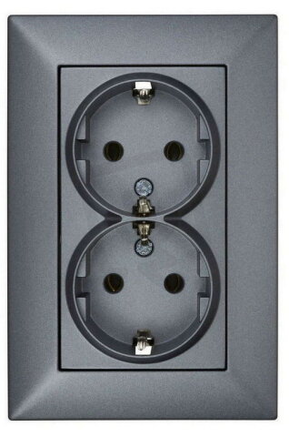 Zásuvka SCHUKO dvojitá, šroubové svorky, antracit SCHRACK EV111013--